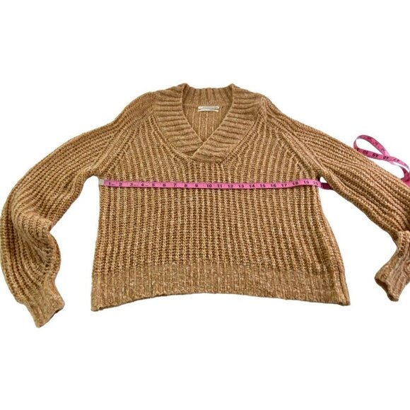 by ANTHROPOLOGIE Honore Ribbed Knit Sweater Long Sleeve V Neck Honey S 82-14 - Picture 8 of 16